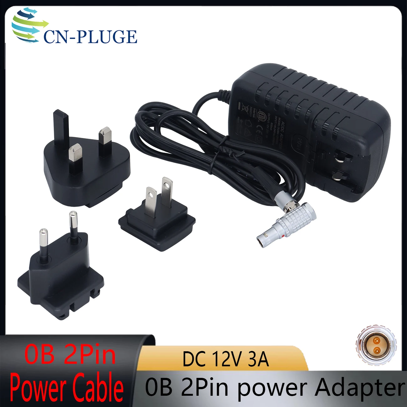Adaptador de Corriente Teradek 12V 3A con Enchufes de CA de 2 Pines para EE. UU. y UE, Compatible con Z CAM E2 Flagship, Teradek Cube, Hollyland Cosmo 600, Vaxis, SmallHD