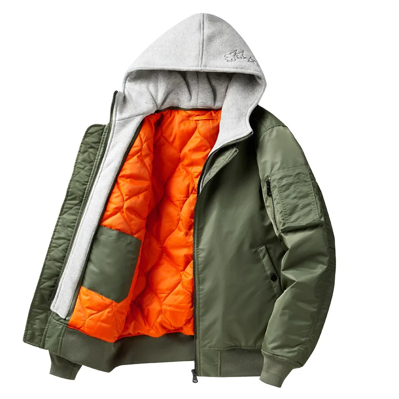 

Pop American Style New Fashion Men's Spliced Color-coded Casual Trendy Loose Long Sleeve Zipper Hooded Jackets Male Clothes Coat