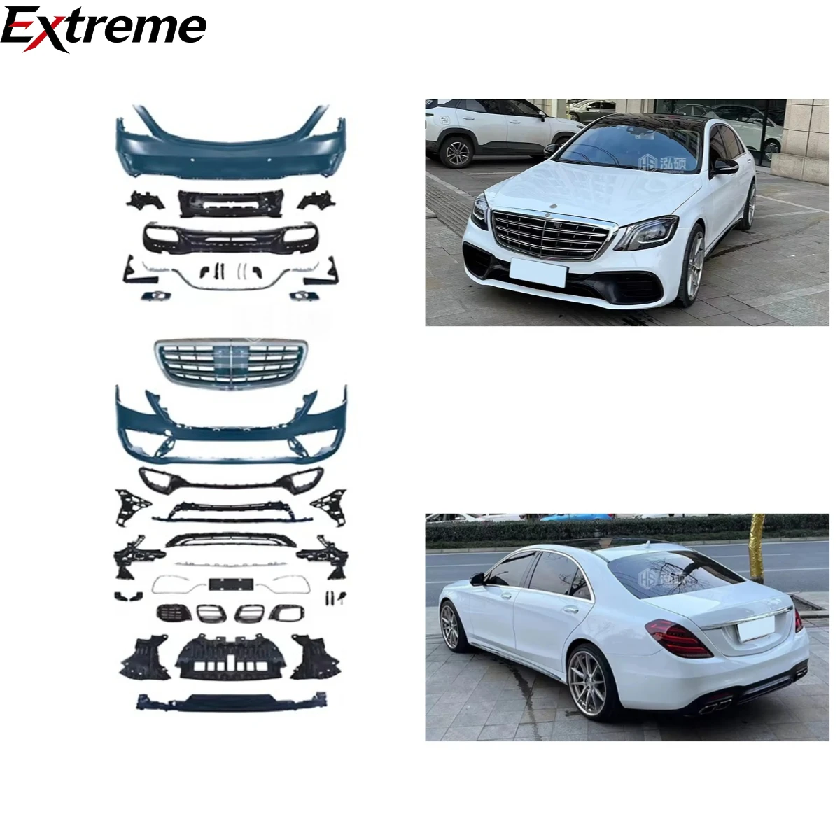 Automotive Parts Accessories Body Kits for Mercedes Benz S-class W222 Modified S65 AMG Bodykit with Bumper Grille