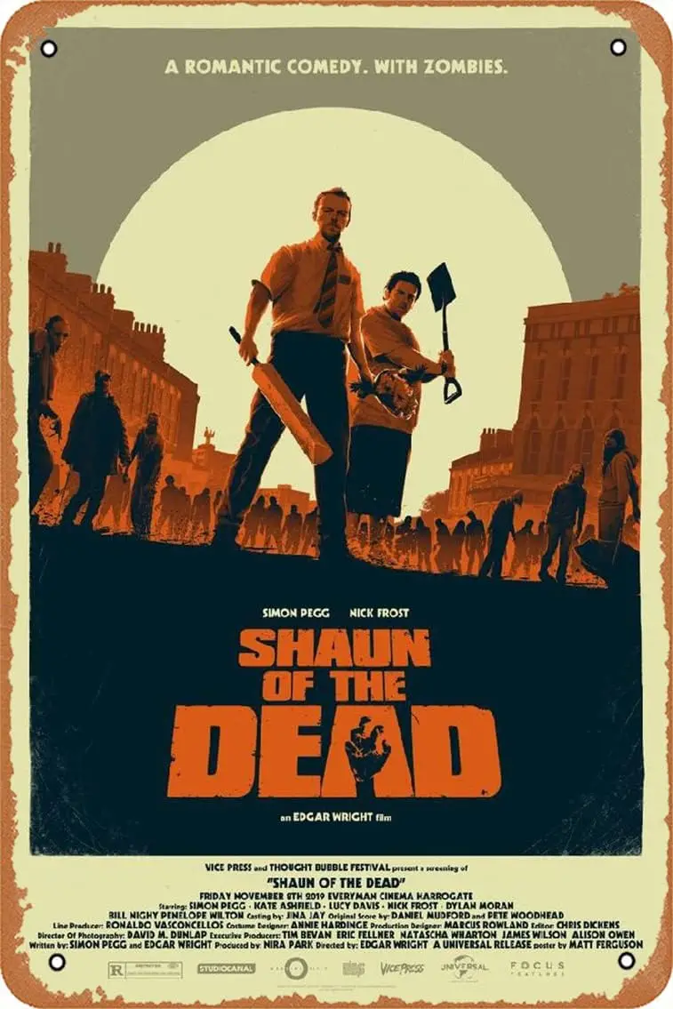 Shaun of the Dead Movie Poster Retro Metal Tin Sign 8x12 Inch