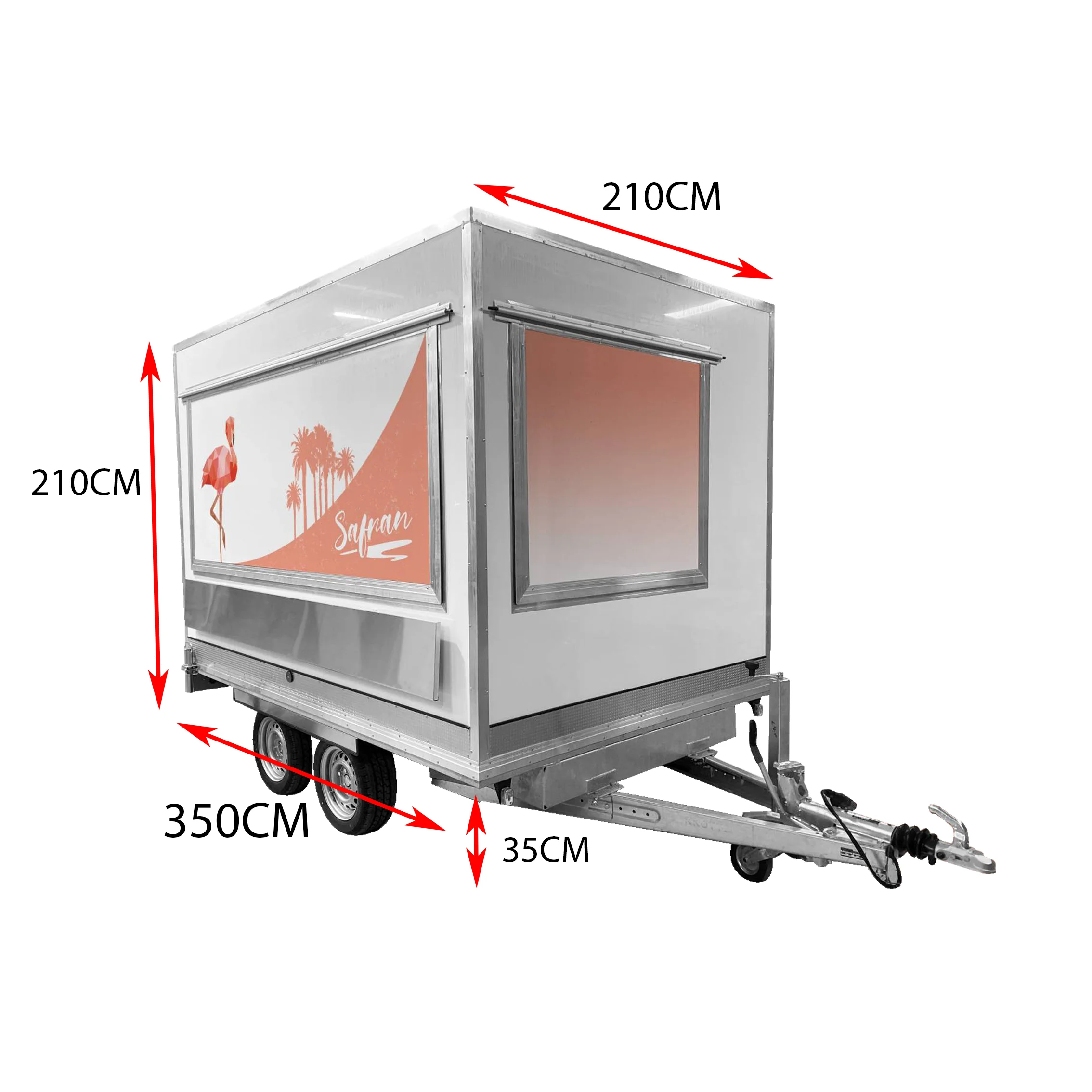 

Многофункциональная передвижная торговая точка (фудтрак) для кофе, барбекю и блинов, квадратный прицеп-фургон