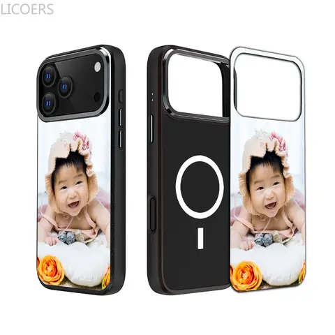 Custom Magnetic Glass Case for iPhone 17 16 15 14 13 12 11 Pro Max Air Plus Tempered Cover for Mag-safe DIY Photo Printed Shell