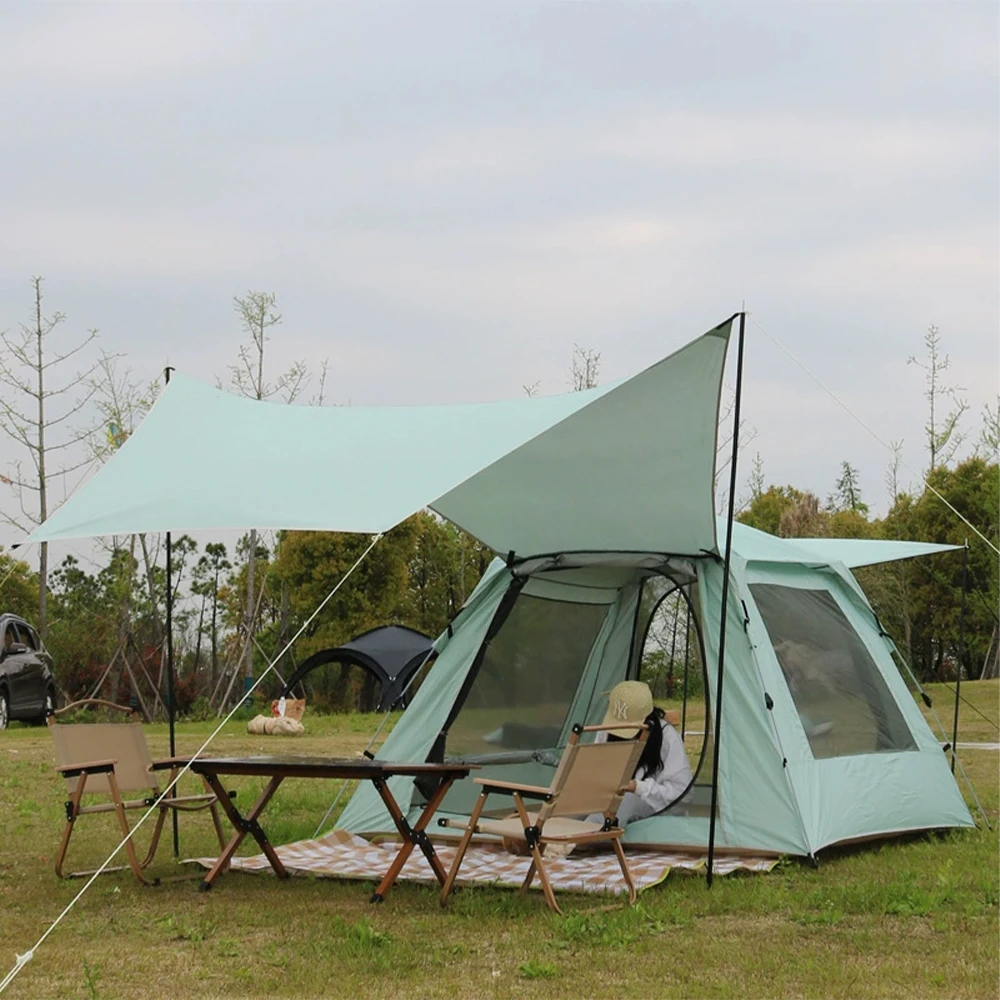 

Outdoor Automatic Popup Tent 6 Persons Waterproof PU 1500-2000mm Portable Large Family Camping Dome Tent with Canopy