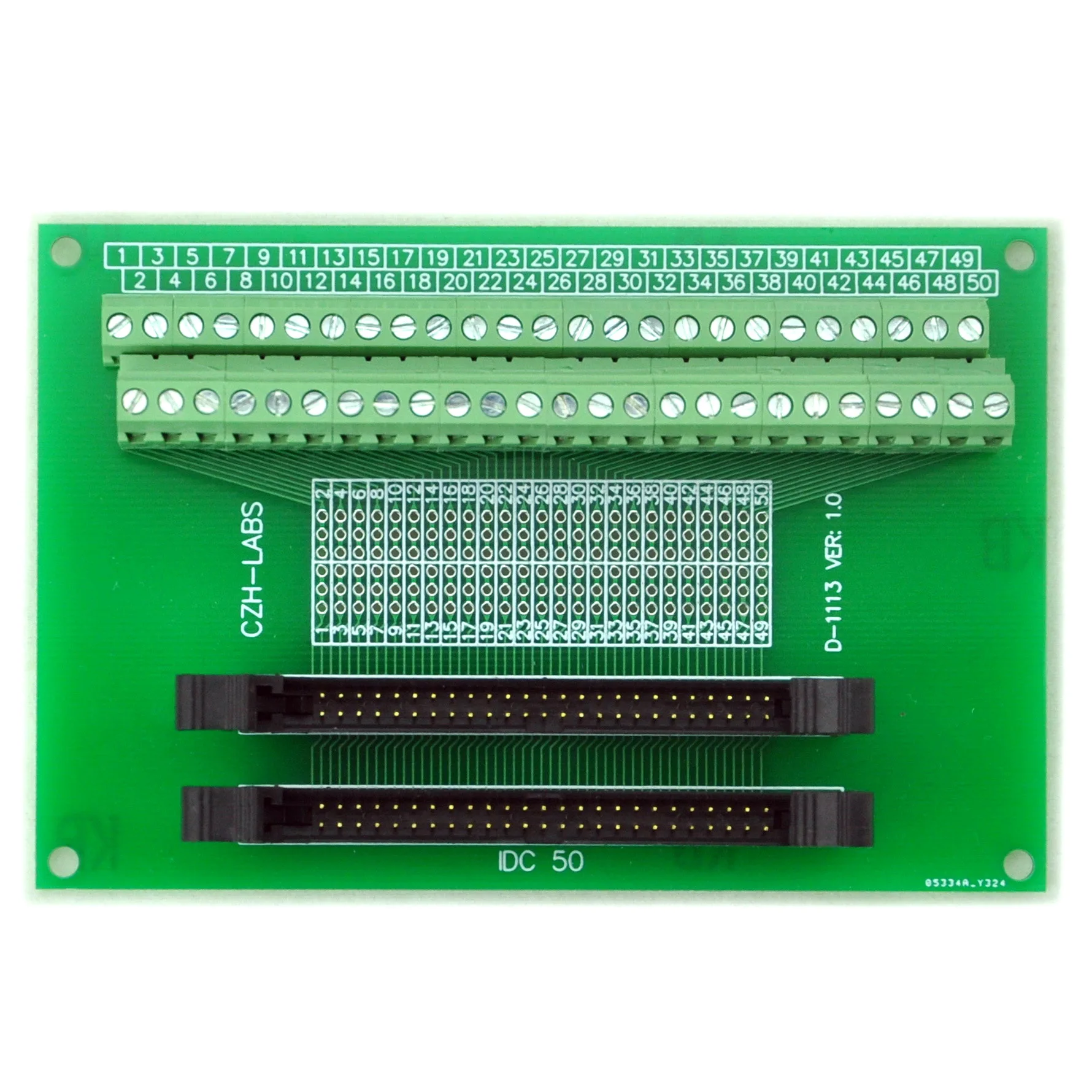 CZH-LABS Dual IDC-50 Pitch 2.0mm Male Header Terminal Block Breakout Board.