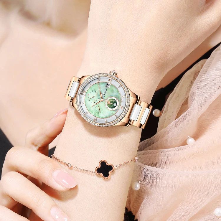 LOBINNI ผู้หญิงนาฬิกาอัตโนมัติ 36 มม.สุภาพสตรี Meachanical นาฬิกาข้อมือ 50M กันน้ํา Sapphire สัปดาห์ 24 ชั่วโมงวันที่สัปดาห์เดือน