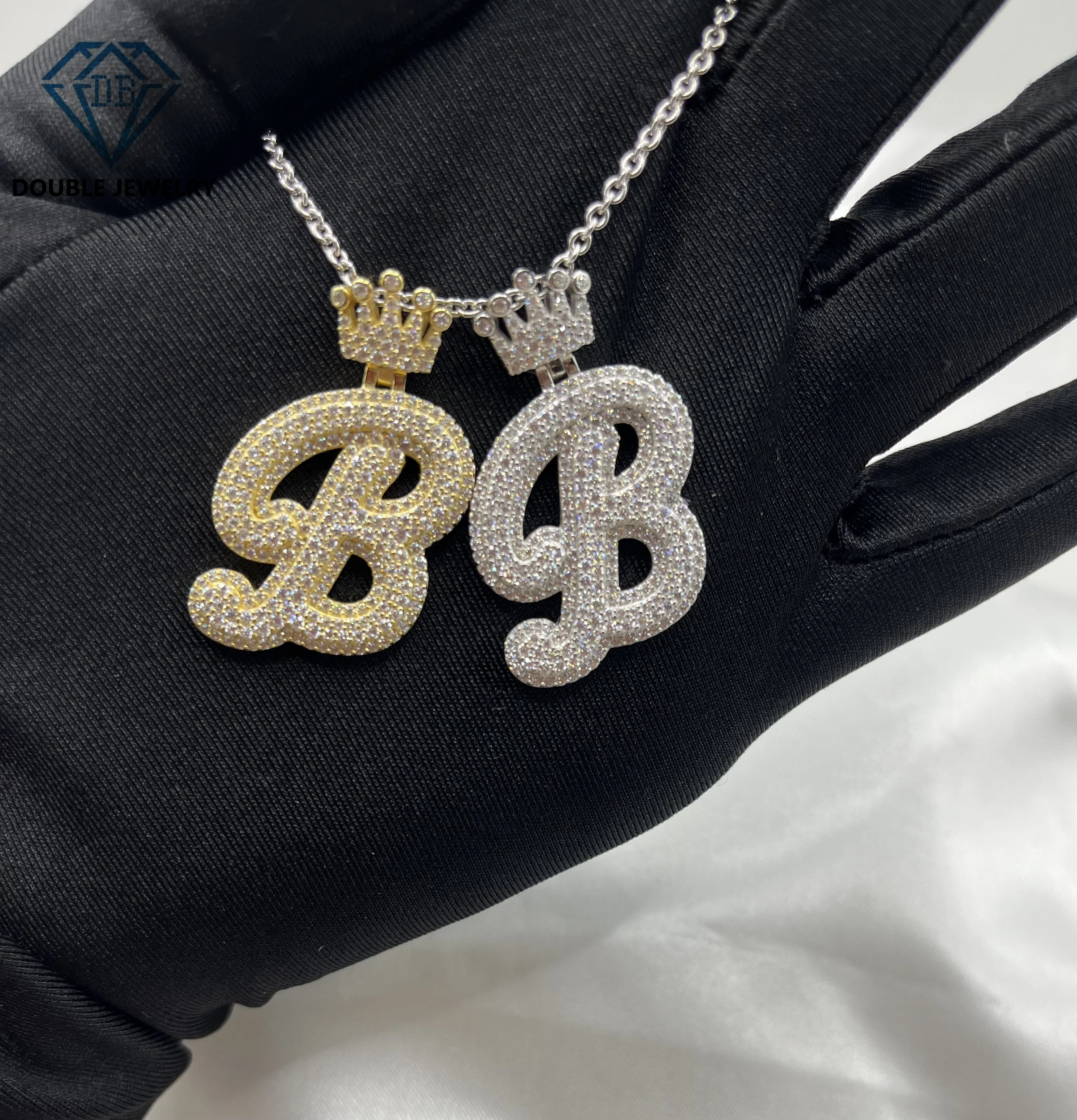 

Double Jewelry fine Jewelry Crown B letter design moissanite pendant for necklace S925 sterling silver pendant fashion jewelry