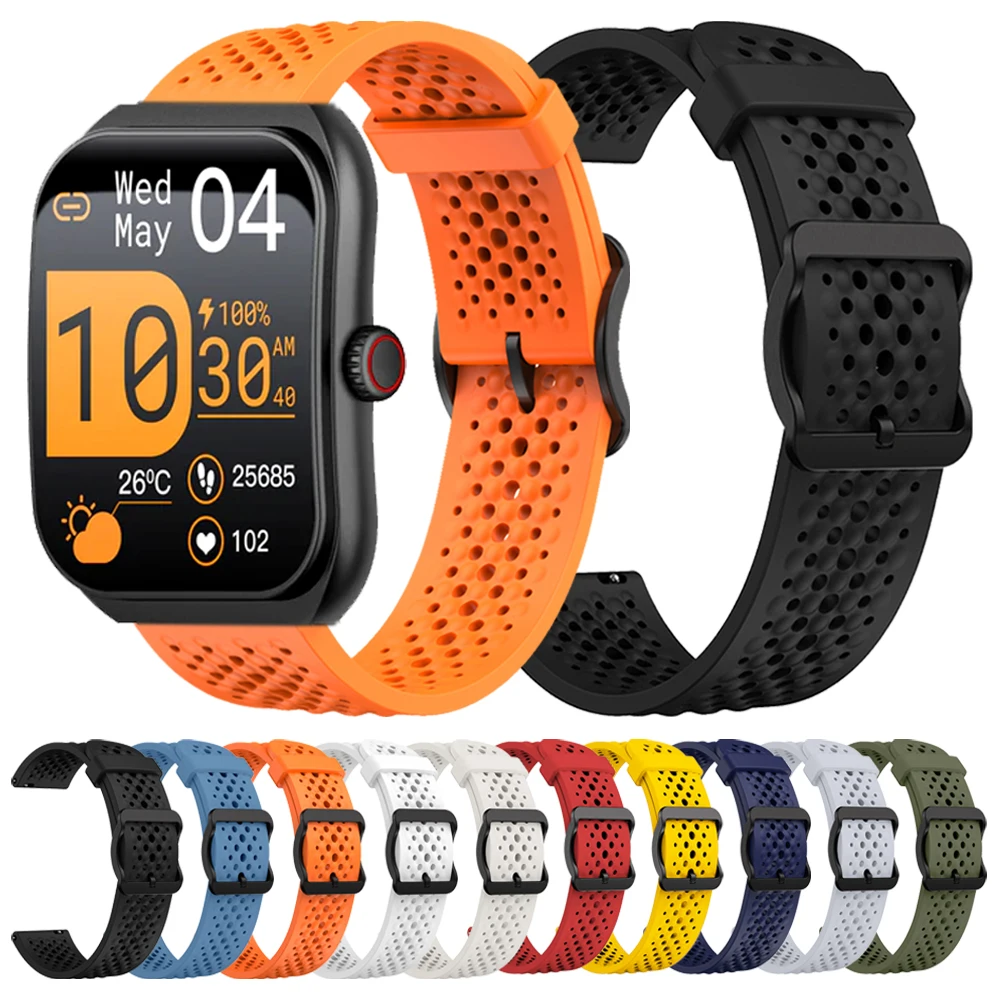 Cinturino sportivo traspirante in silicone da 22 mm per COLMI P86 P82 P81 V76 V68 M42 C81 I30 Bracciale per Xiaomi Watch S4 Cinturini da polso per esterni