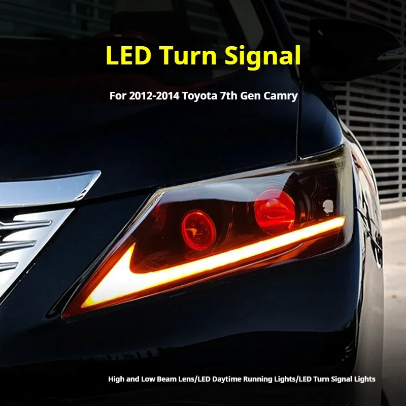 FT Car Lights ForToyota 7th Gen Camry Headlights 2012-2014 LED Projetor Headlamp Daytime Running Light Automotive Accessories
