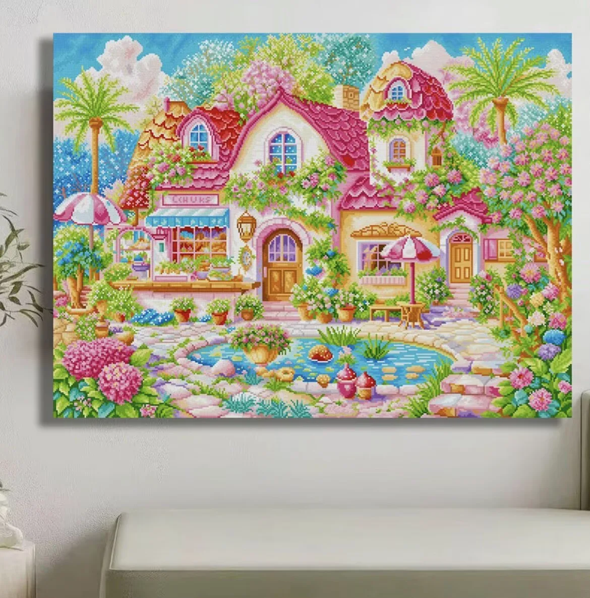9ct 110x85cm villa Embroidery DIY Printed Kits Cross Stitch Needlework Set Home Decor Crafts 110 Colors