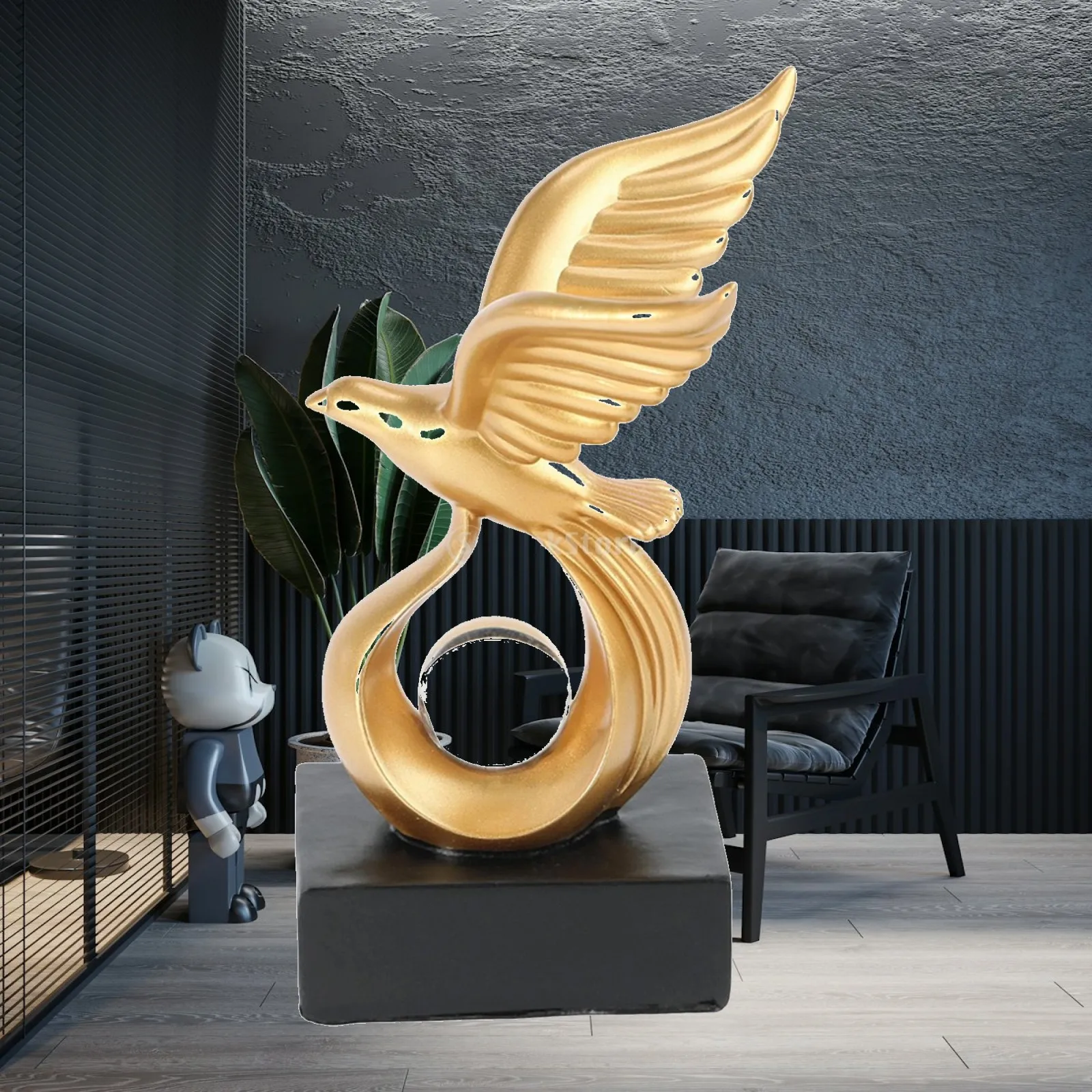 Bird Sculpture Resin Figurine Spread Wing Clear Ball Object Interior Decoration for Luxury Home Living Spaces