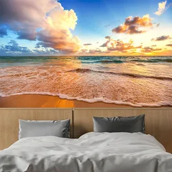 Custom Photo Mural Sky Beach Sea Wave Nature Scenery Wallpaper Living Room TV Sofa Dining Room Background Wall Home Decor Murals