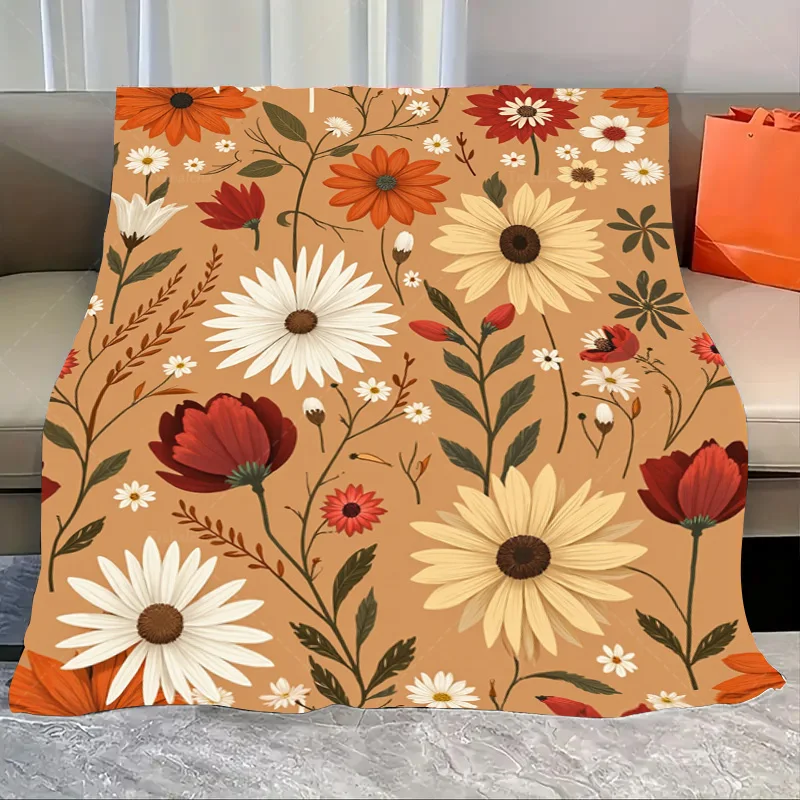 

1 шт. фланелевое одеяло винтажное одеяло с цветочным принтом для уютного декора гостиной