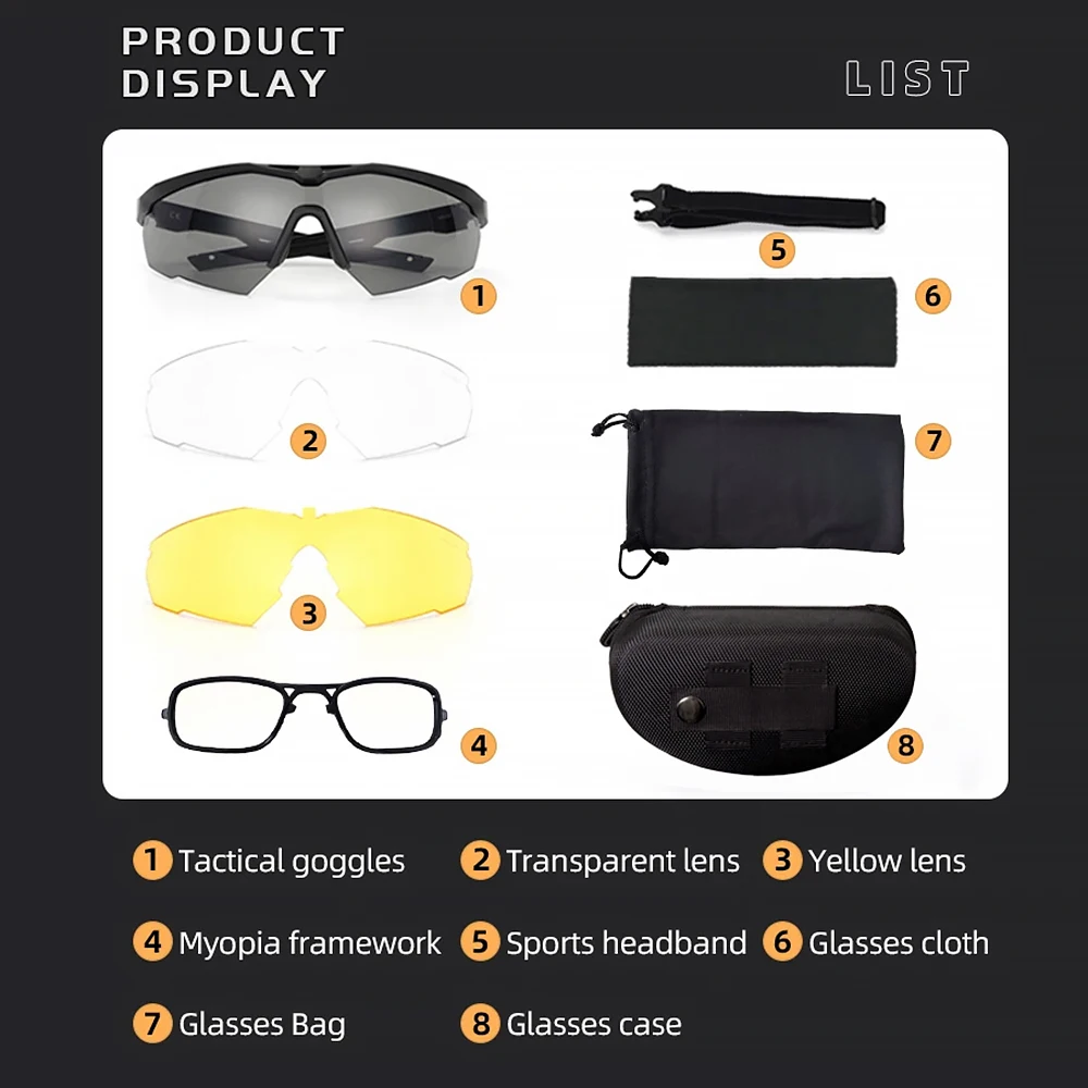 Outdoor Military Tactical Glasses UV400 Protective Glasses Air Gun Shooting Safety Goggles Hunting Sports Sunglasses view 5