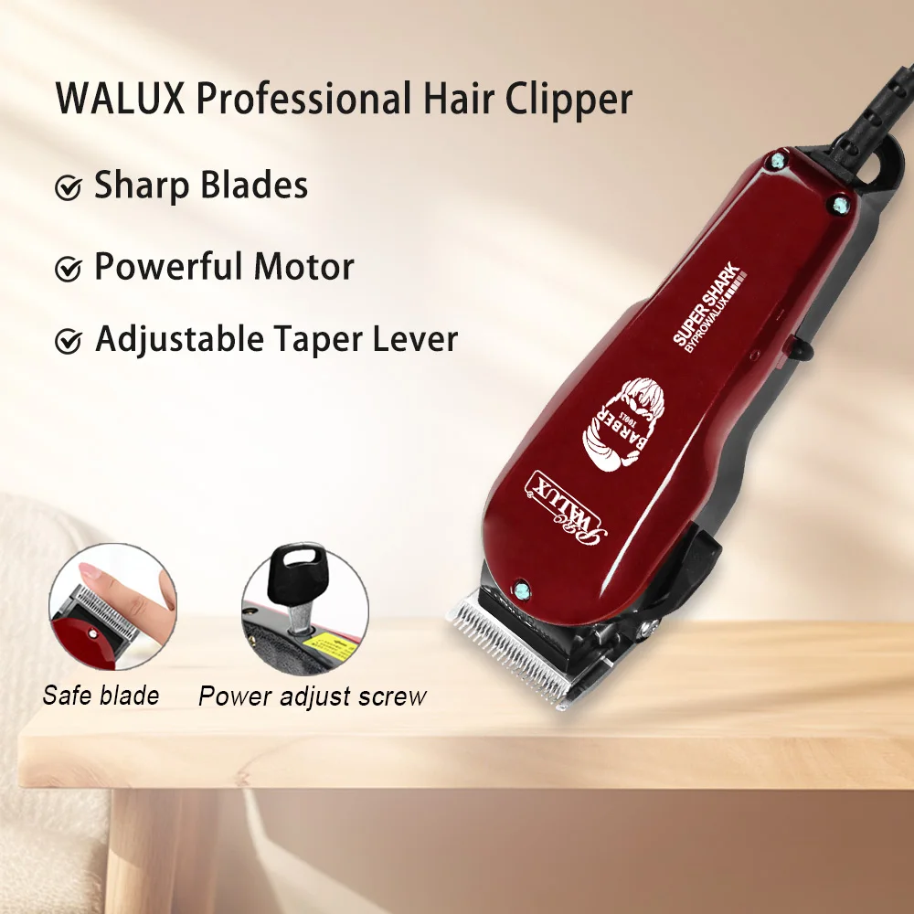 Professional 10W Classical Taper Level Hair Clipper Corded 220-240V Hair Trimmer For Men  Powerful Haircut Machine 8 Guard Combs