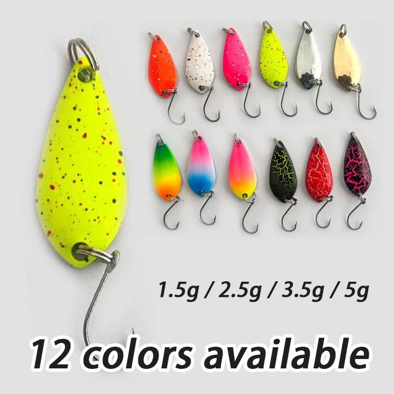 1pc 1.5g/2.5g/3.5g/5g Fishing Metal colorful Spoon Bait Hard Bait Metal Spinner Lure mini Bait for Trout Perch Single Hook Pesca