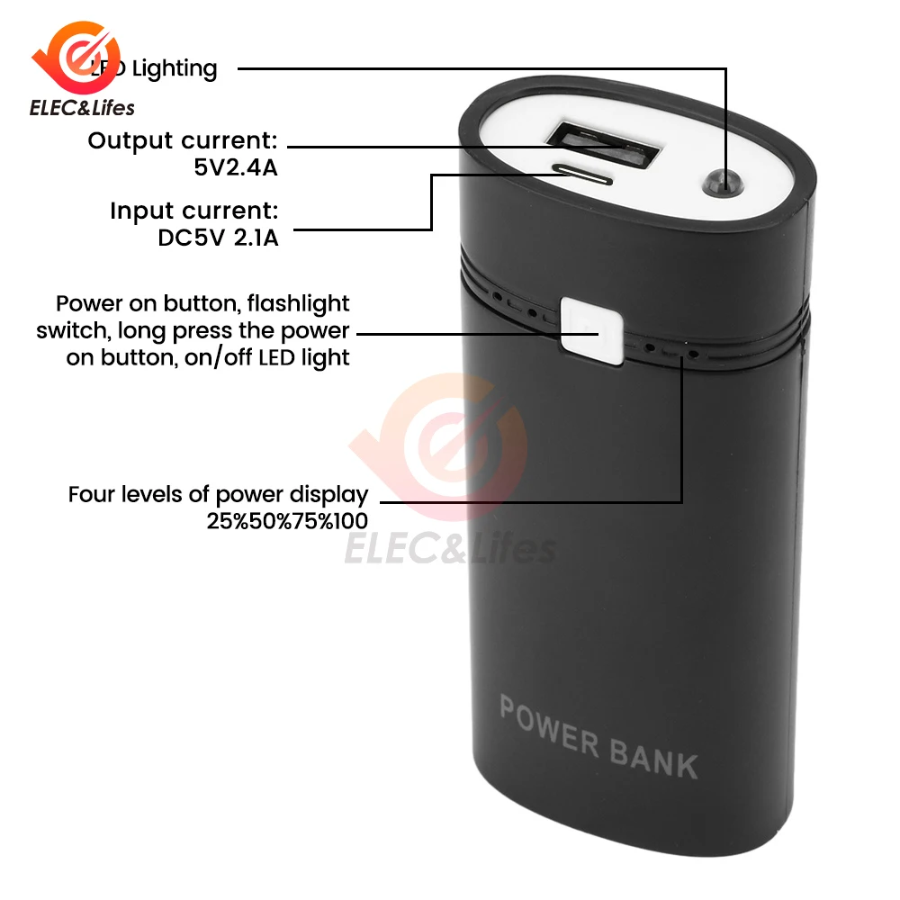 Portable Power Bank Case For 18650 Battery DIY Mobile Storage Box 5V 6000mAh USB Charger for Phone Electronic Mobile Charging