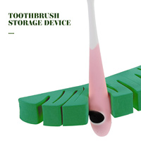 Leaf shape Makeup Brush Holder Toothbrush Rack Green Wall mounted Adhesive Space saving Bedroom Bathroom Decor Storage St