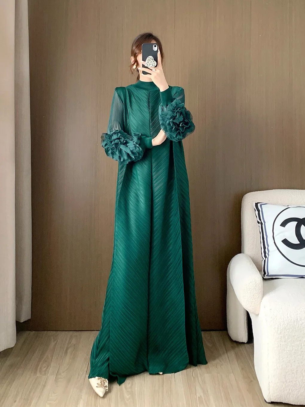 Miyake Pleated Heavy Industry Flower Disc Geometric Pleated Dress Versatile Age-reducing Mother Outfit 2025 for Women