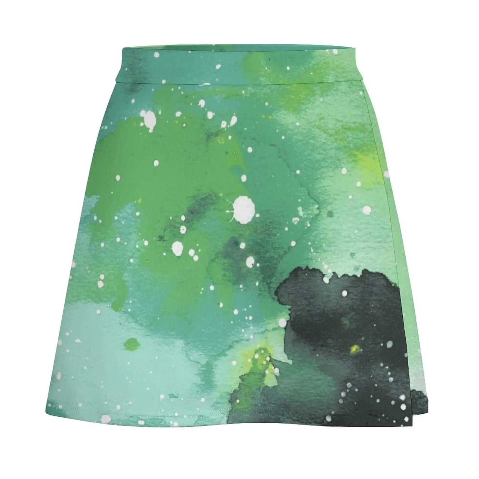 Persistent Illusion - Green Galaxy watercolour painting Mini Skirt short skirts for women Women's clothing