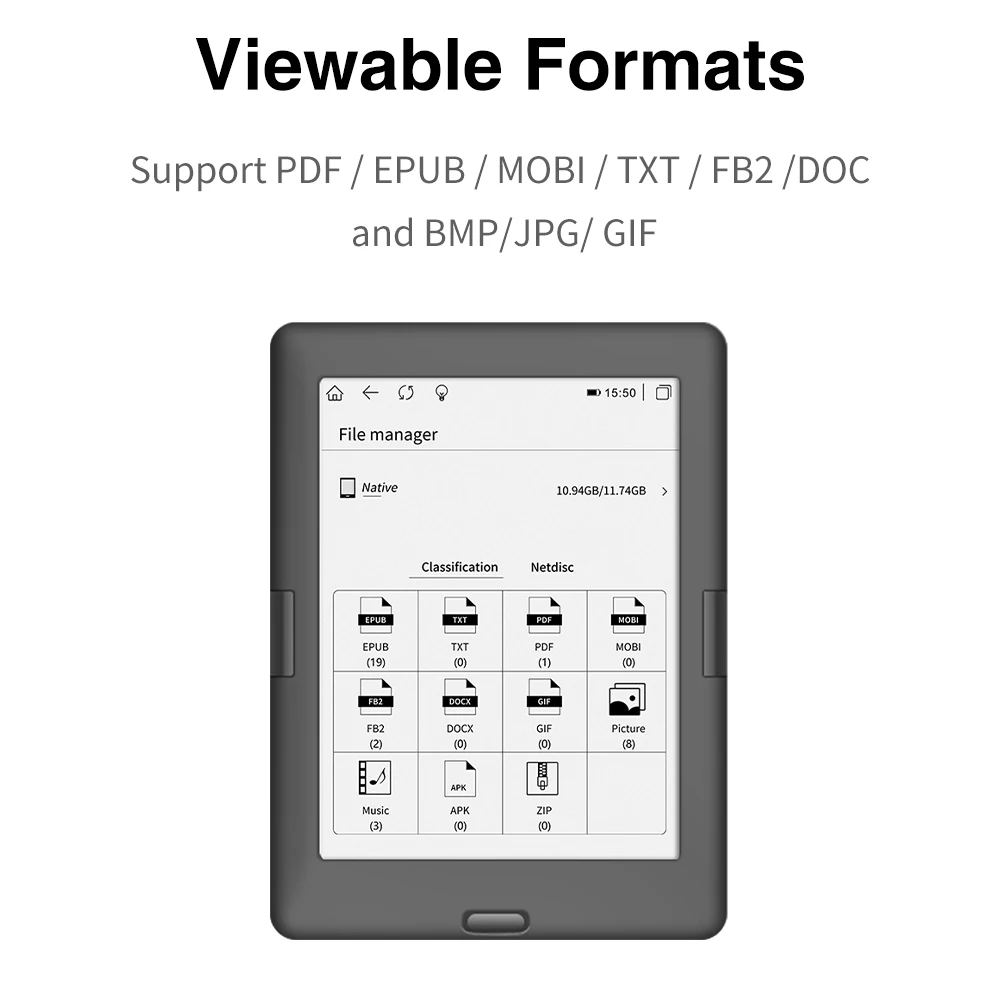 6inch Ebook Reader E-Reader Wholesale Oem Eink Touch Screen E paper Ereader Ebook Eink Reader