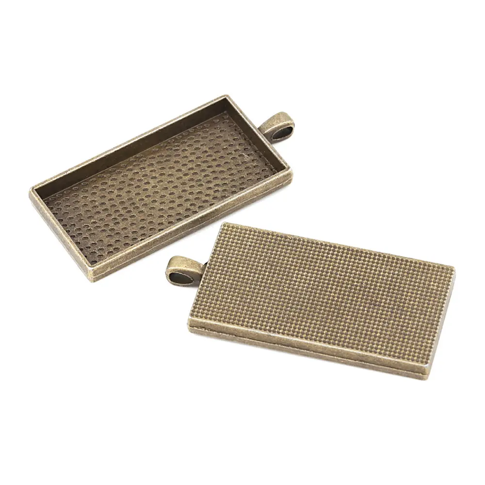 Antike Bronze Zinklegierung Rechteckige Basisschalen Blenden Cabochon Perlen Cameo Einstellungen Anhänger Schmuckherstellung Zubehör Zubehör