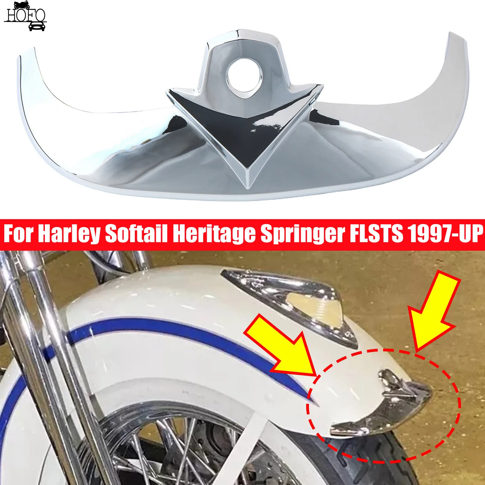 

Chrome Front Fender Tip Trim For Harley Softail Heritage Springer FLSTS 1997-UP Motorcycle