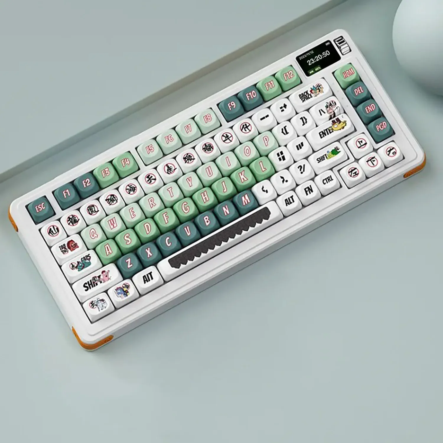 Tampão De Teclado Mecânico, Perfil De Figuras De Telhado, OQO PBT, Dye-Sub, 127 Teclas Para Interruptor Cherry MX, Layout DIY