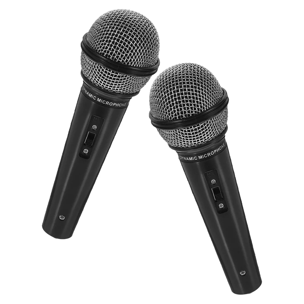 2 Pcs Kids Toys Children Props Microphone Playthings Simulation Plastic Simulated Black Work