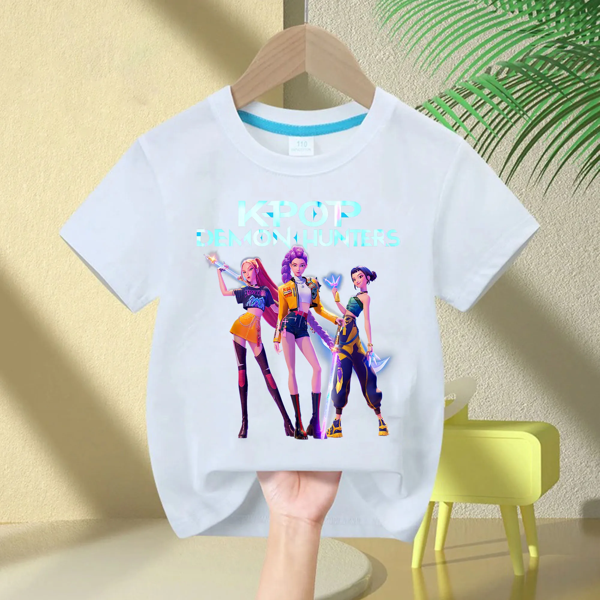 Nuovo 2025 KPop Demon Hunters Saja Ragazzi Cartoon Ragazzi T-shirt Girocollo Stampa Moda Casual Top T-shirt per bambini Abbigliamento per bambini