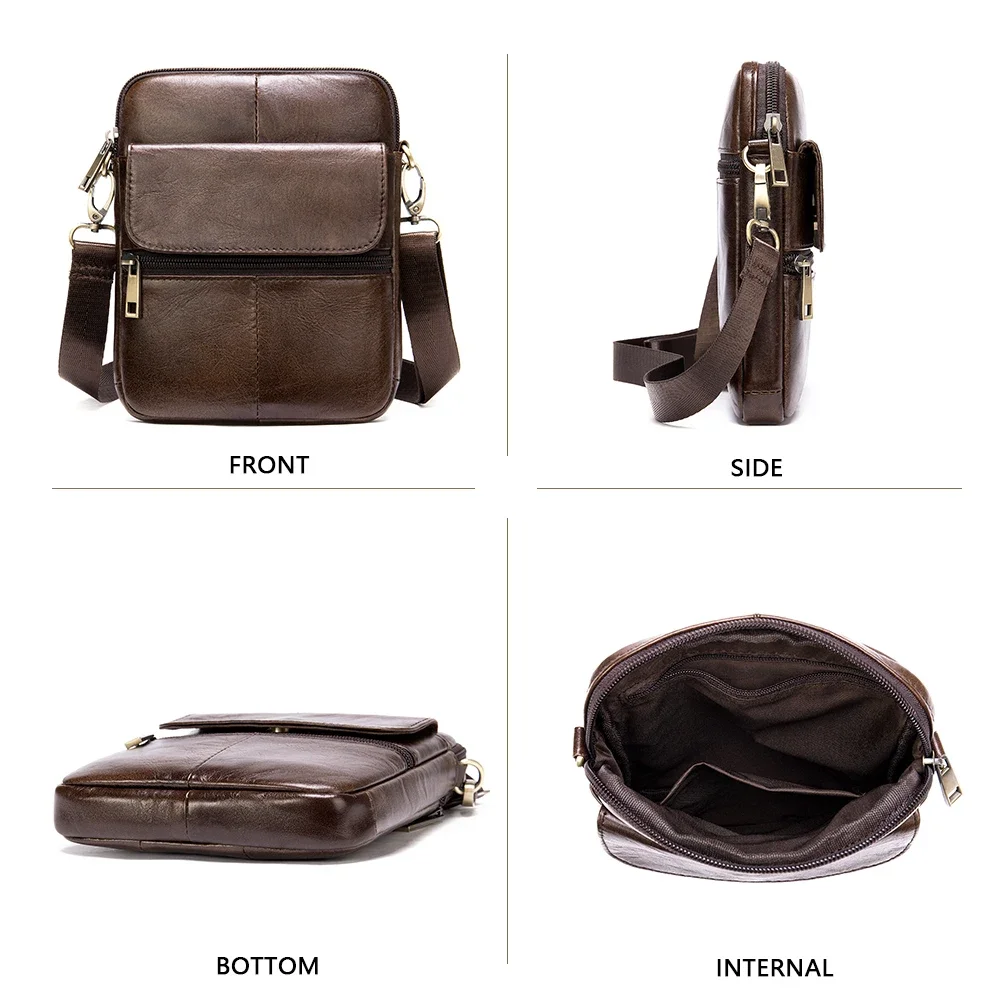 Bolsa de ombro de couro genuíno para homens, pequenos sacos mensageiro, mini bolsa transversal de viagem masculina, nova moda, 2022