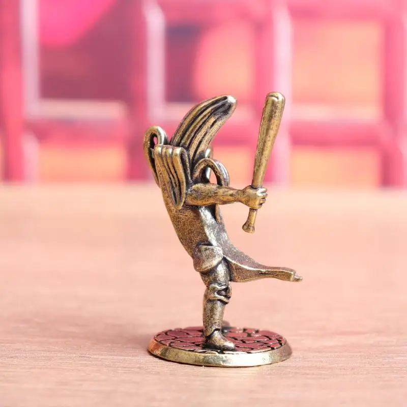 New Brass Anime Banana Guitar Player Figurine Vintage Handmade Brass Samurai Banana For Man Statues Home Office Collectible