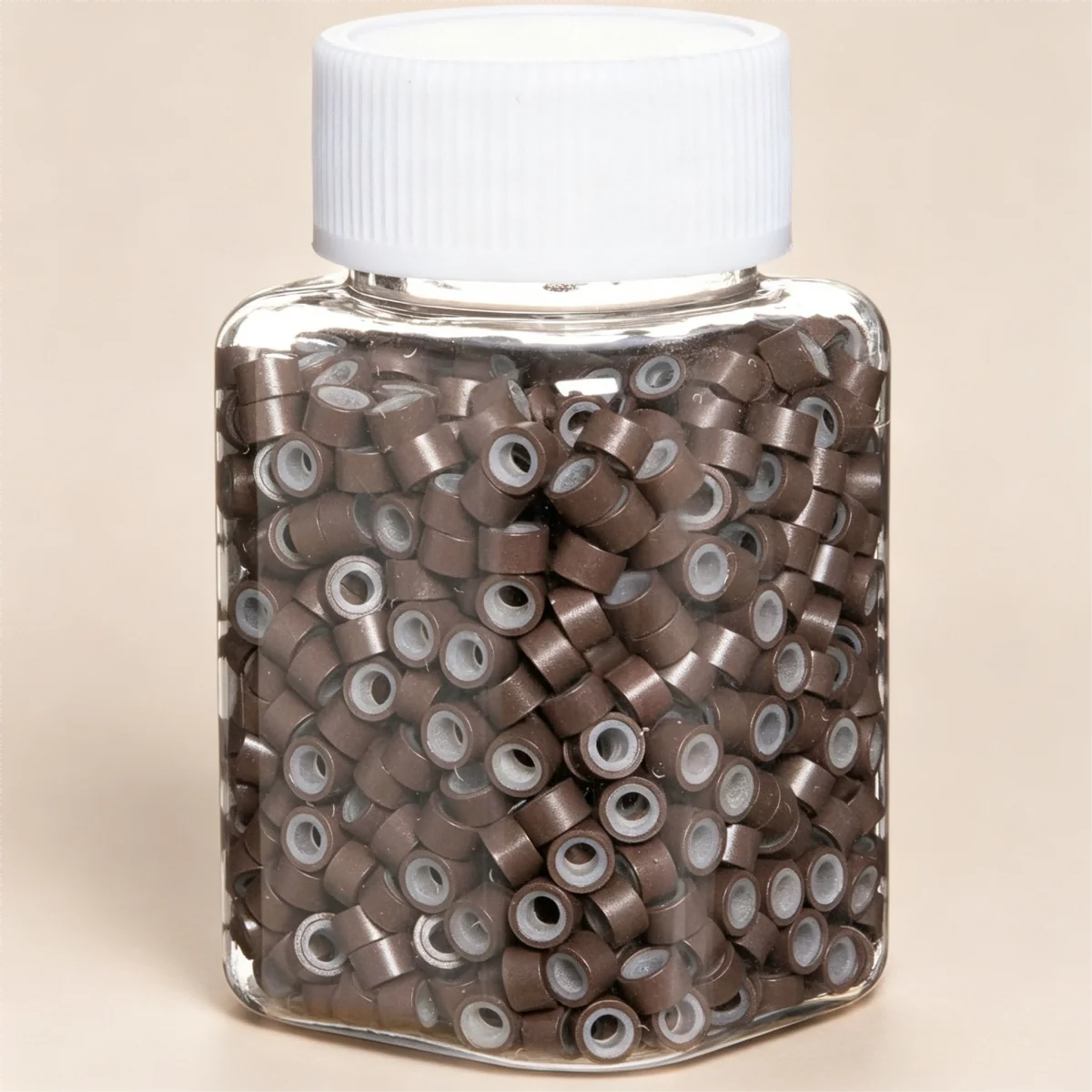 

5mm Brown Micro Link Rings 1000 Pieces, Silicone Lined Anti-slip Hair Extension Beads, Durable Reusable Metal Material, Won't Damage Hair and Scalp, Secure Holding Design, Ideal for I Tip Weave, Hair Tinsel, Feather Extensions, Salon & Home DIY Styling