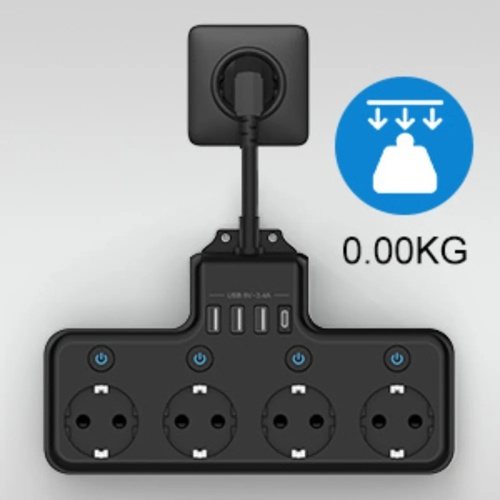

EU Plug Power Strip Multi-contact Socket with 3 USB and 1Type-C Ports with switch surge protector Household Power Socket