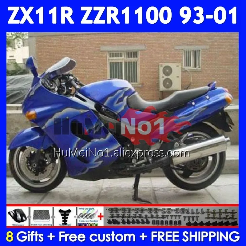 Zzr1100 für kawasaki ninja ZX-11R zx11r zzr 1100 1993 stock blue 1994 1995 1996 224no. 37 zx 11r zx11 r 97 98 99 00 01 Verkleidung