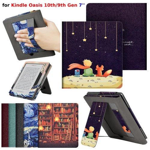 Para Kindle Oasis 10. a 9 a generación Funda de 7 pulgadas con correa de mano soporte ranura para tarjeta Funda de cuero PU S8IN4O CW24WI Ebook 7 '' Funda