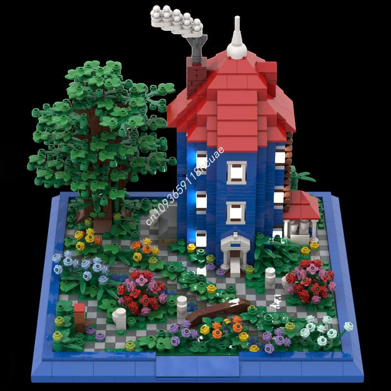 

1771 шт. MOC микромасштаб "Moomin Home" архитектурные строительные блоки Рождественский подарок Вечеринка Сумка для подарков Опция