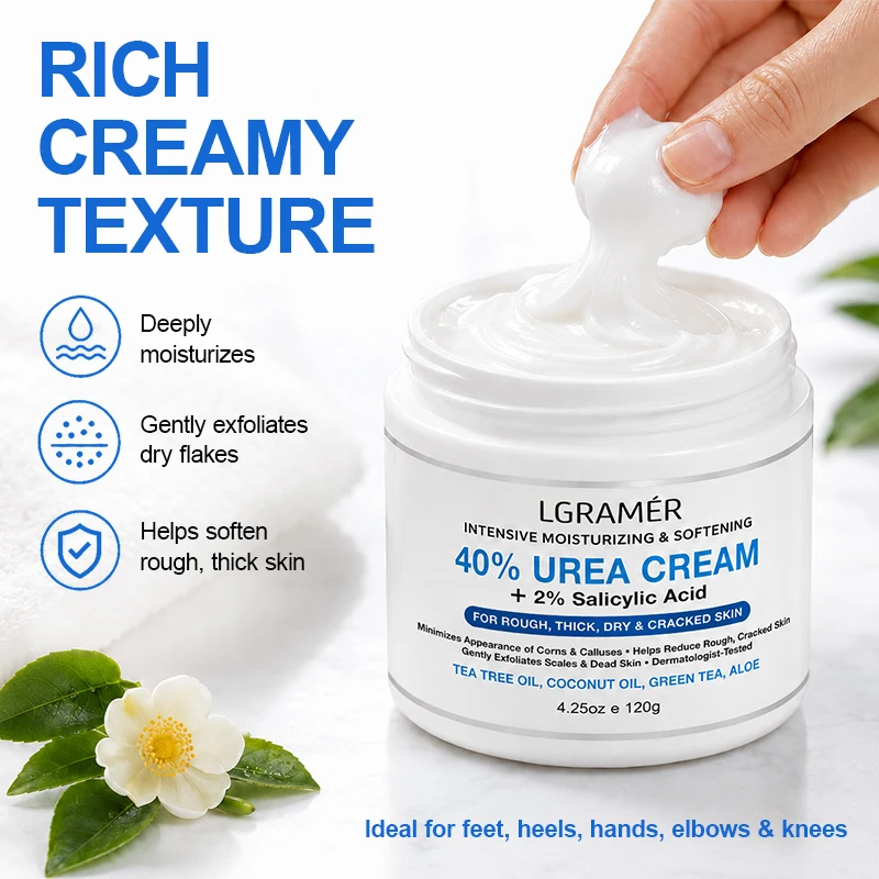 40% Urea Fußcreme + 2% Salicylsäure Intensive Tiefenpflege & Feuchtigkeitsversorgung für den täglichen Gebrauch, Fuß- und Handcreme für raue, trockene, rissige Haut – Detail 2