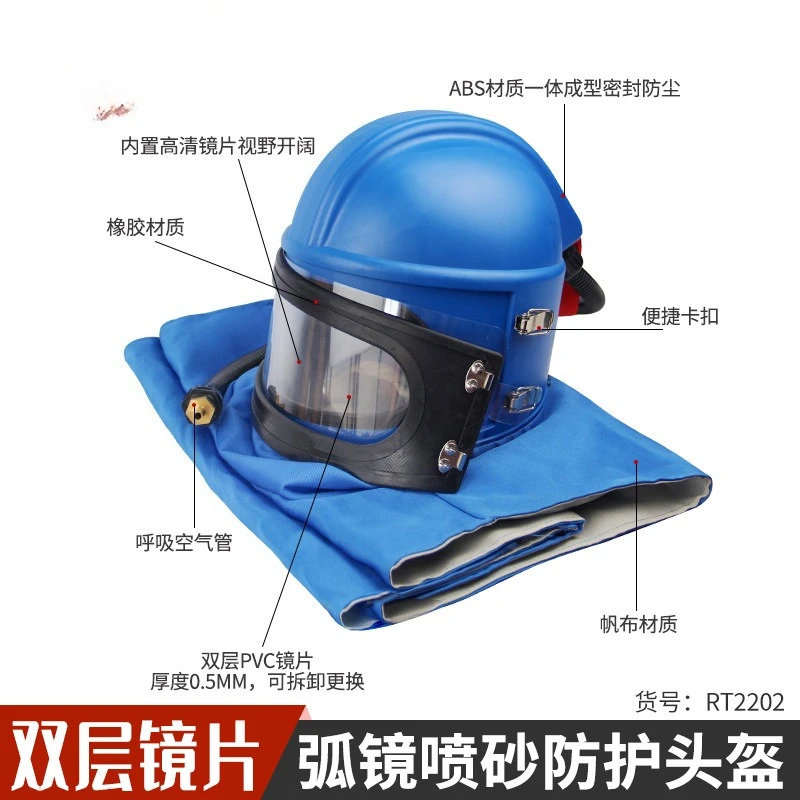 

t Shawl Safety protection kit Sandblasting helmet Sandblasting cap Mask Sandblasting clothing