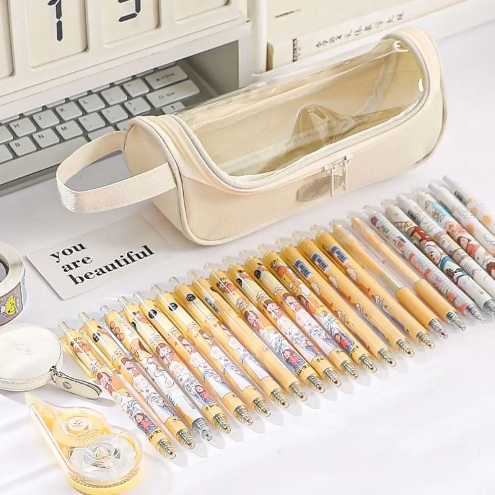 High Appearance Level Transparent Pencil Case PVC Macaron Simple Pen Case Storage Box Pencil Holder Transparent Pen Bag Student