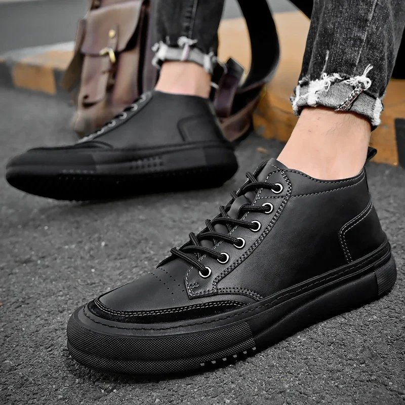 Genuine Leather Mens Sneakers 2024 Luxury Handmade Casual Shoes Designer High Quality Outdoor Walking Shoes Men Skateboard Shoes