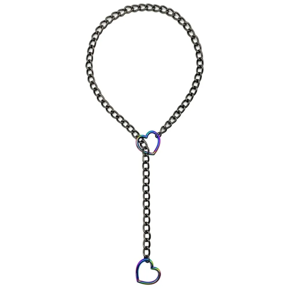 قلادة قلب الوهق من الفولاذ المقاوم للصدأ ، سلسلة الانزلاق ، قلادة ، طوق ، فاكر ، روك ، ثقيل ، كوبي ، طويل ، ولينس ، شخصية #5