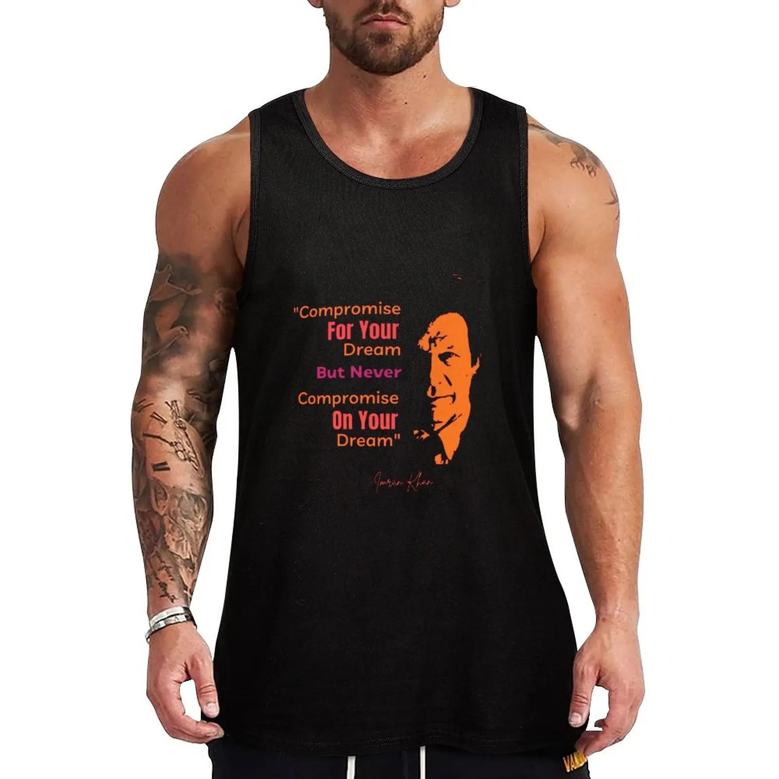 

Imran Khan Qoute - Colored Version Tank Top sports t-shirts for men Men's gym t-shirt Man gym clothes