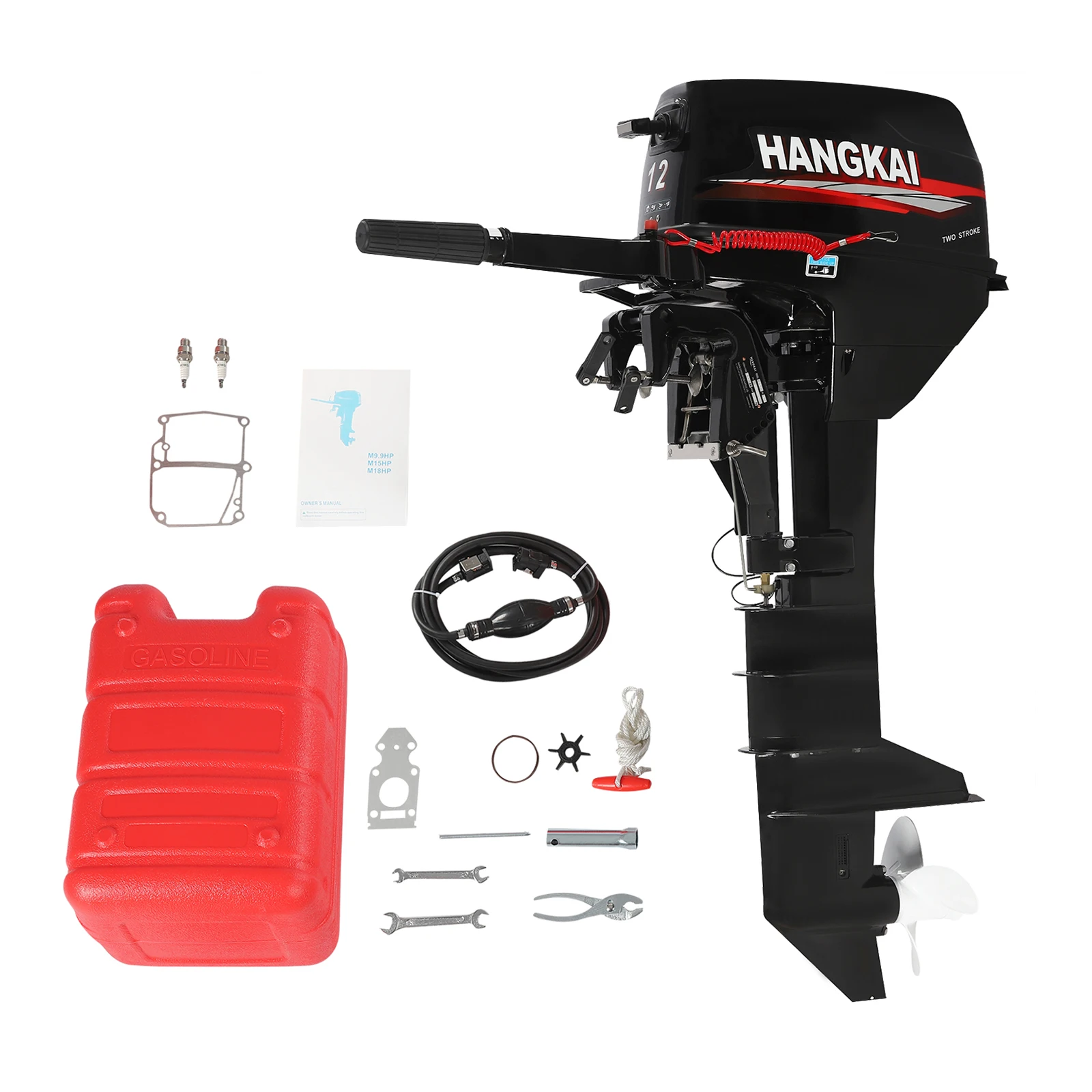 2 Stroke 12 HP Outboard Motor 169CC Heavy Duty Fishing Boat Engine Marine Engine with CDI Ignition System Water Cooling System