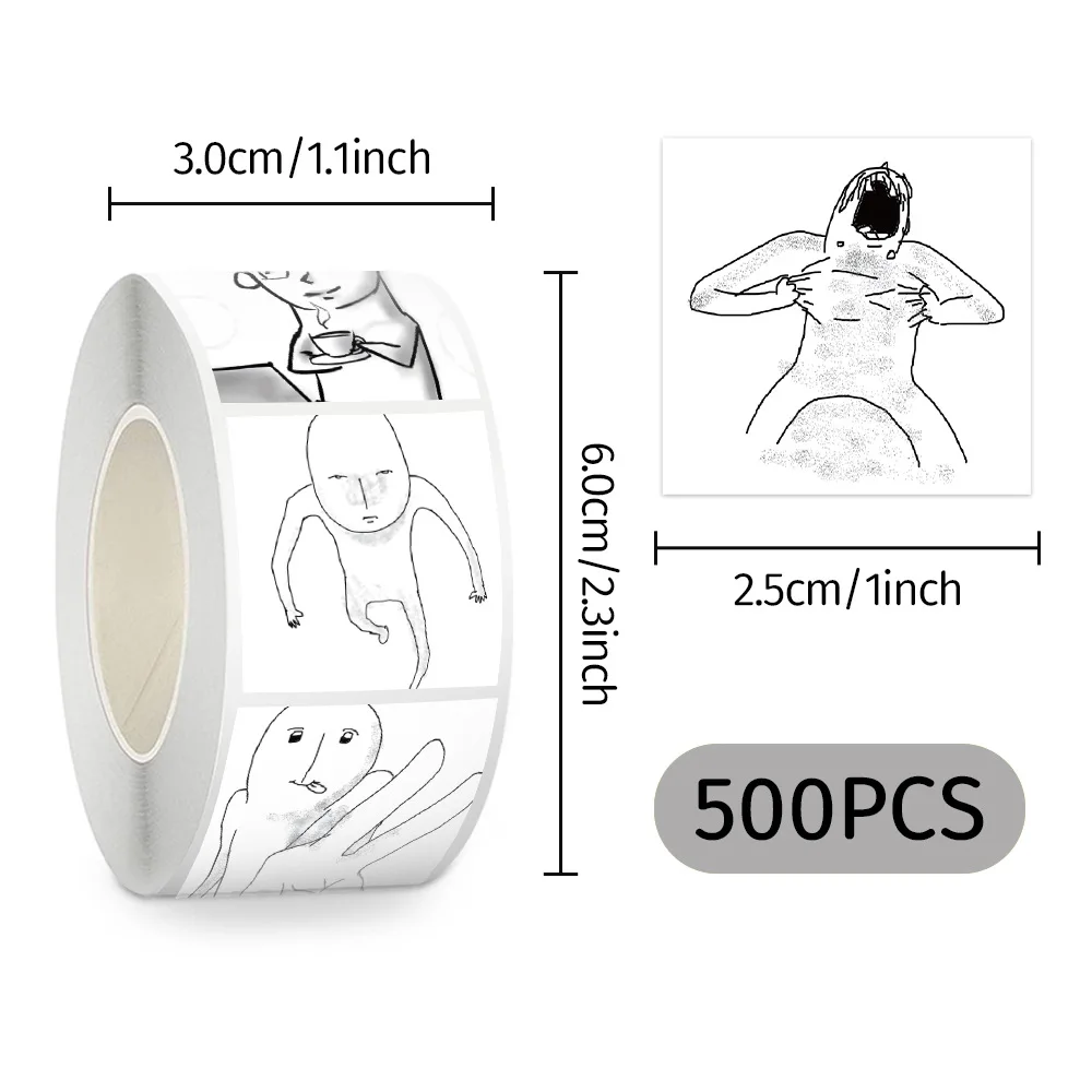 200 pçs/rolo emocional panha spoof avatar dos desenhos animados adesivo de vedação diy pvc portátil decalques decoração stiker recompensa presente brinquedos