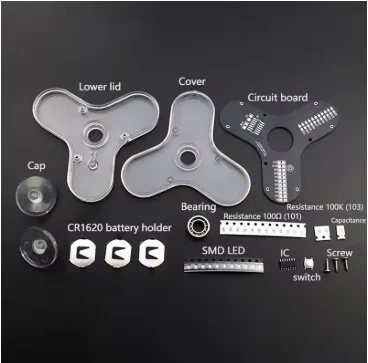 LED جيروسكوب ببصمة الإصبع صنع عدة 3-ورقة الجيروسكوب الباعث للضوء لتقوم بها بنفسك طقم قطع غيار متعة علوي لحام لوحة دوائر كهربائية عدة