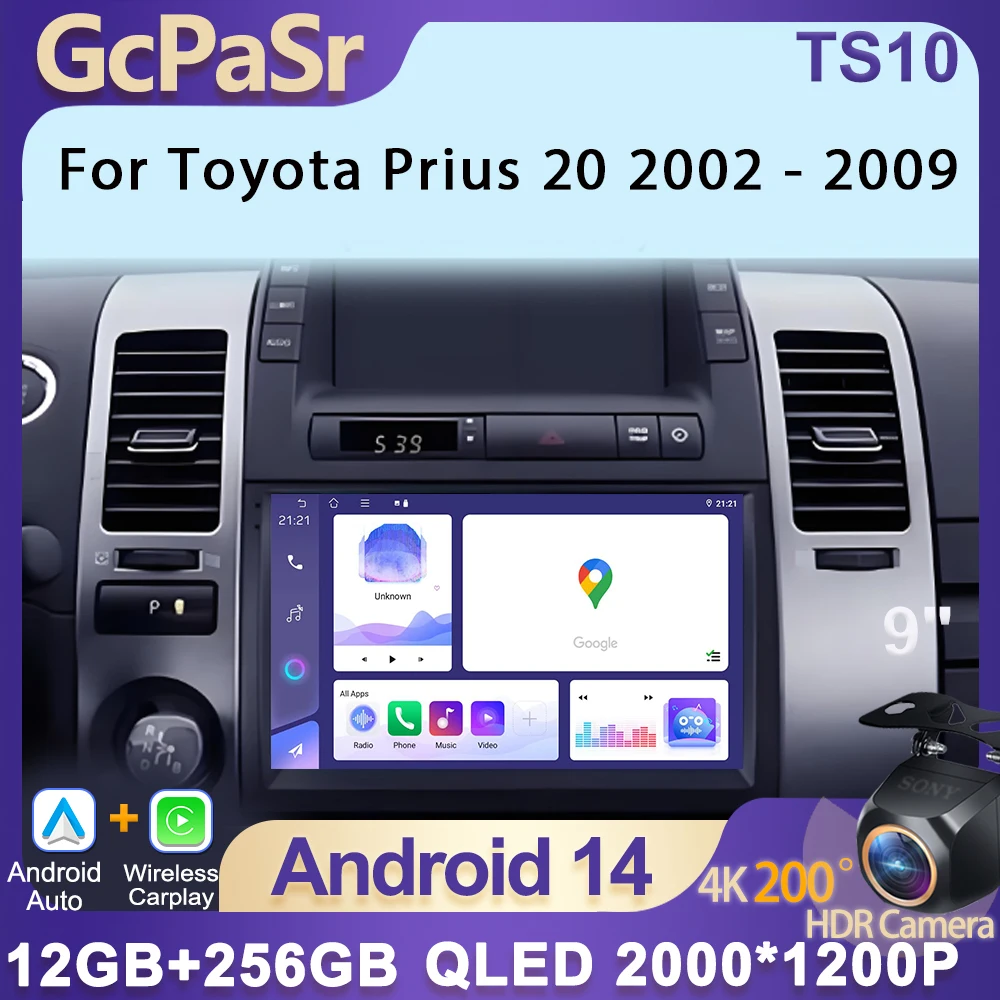 

Car Radio Carplay For Toyota Prius 20 2002 - 2009 Navigation GPS Android Auto Screen Video Stereo No 2din 4G Wifi Bluetooth
