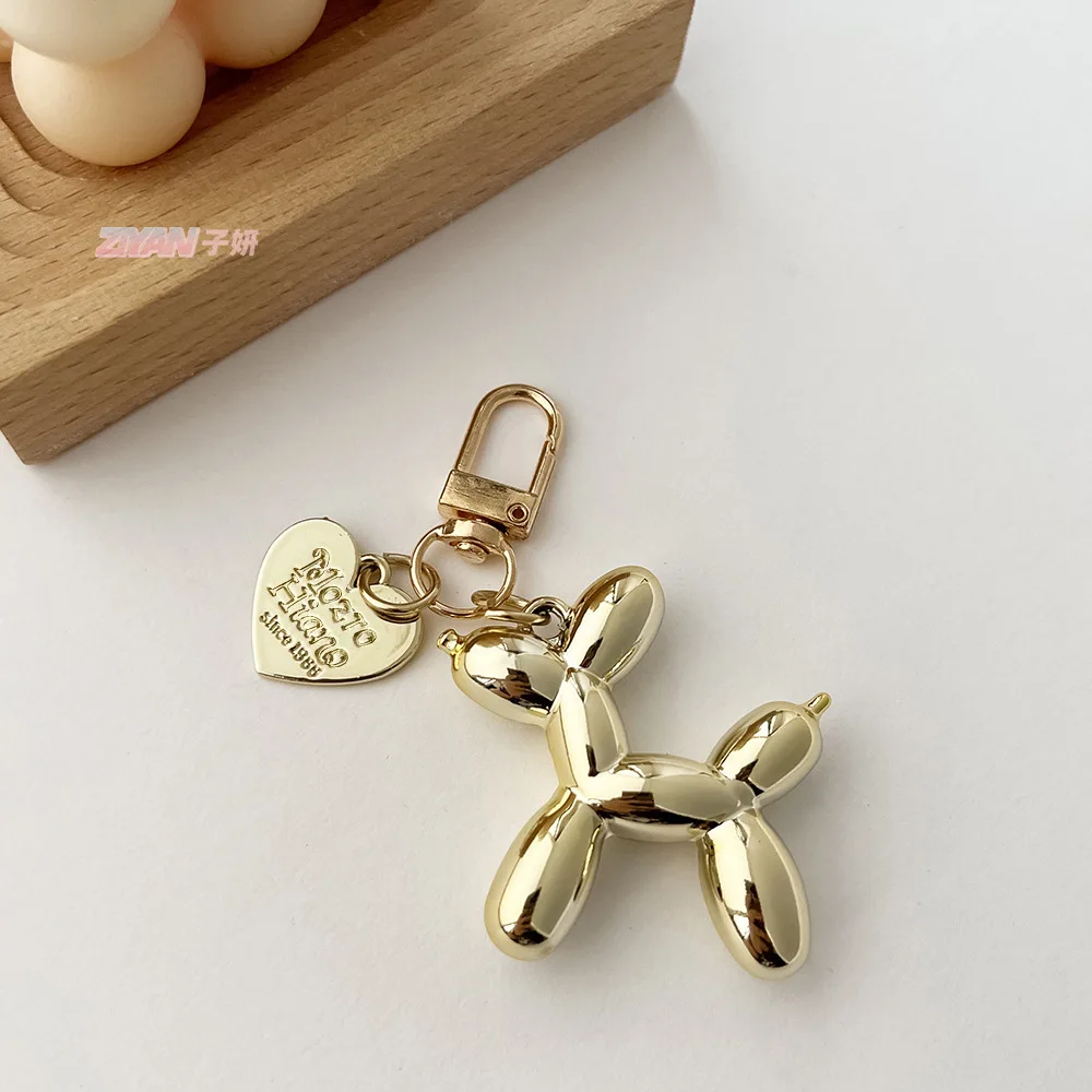 ﻿ Cute Balloon Dog Bag Charm Handbag Pendant Keychain Women\'s Exquisite Internet-famous Bead Bag Accessories High-Grade Pendant