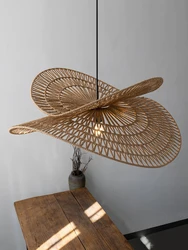 Wabi Sabi Pendant Light Retro handmade rattan lamp Creative Hemp Rope woven lightshade dining room lighting Loft farmhouse light