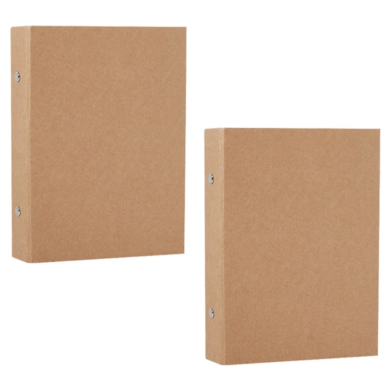 2Pcs A5 Refillable Ring Binder,A5 Kraft Paper Binder Tray with 2 Rings To Add Loose Sheets,A5 Kraft Paper Folders