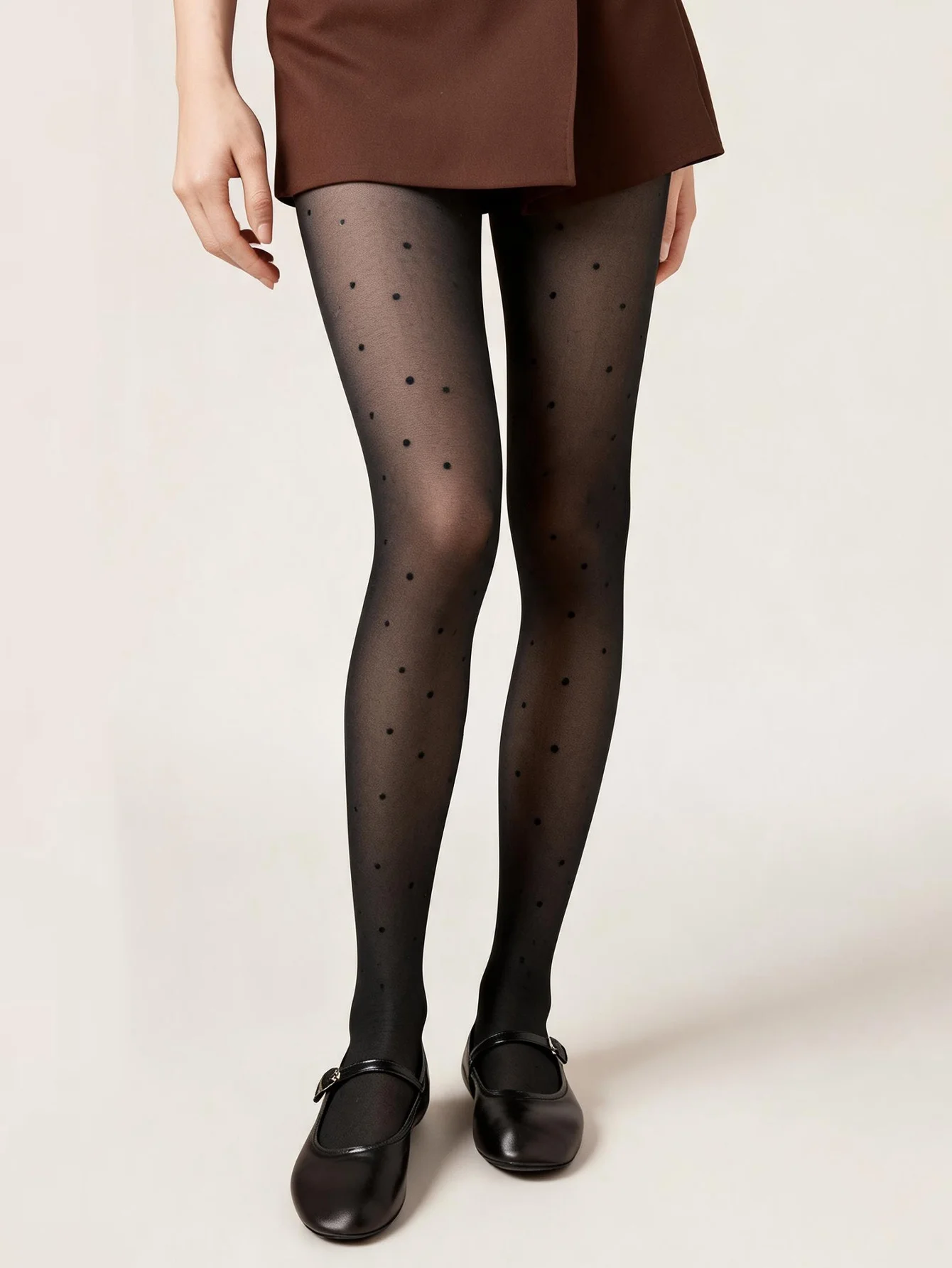 Vintage Klassische Schwarze Gepunktete Transparente Strumpfhose, Mittelwarme Strumpfhose für 5 bis 15 Grad, Schlankmachende Durchsichtige Strümpfe für Retro-Looks